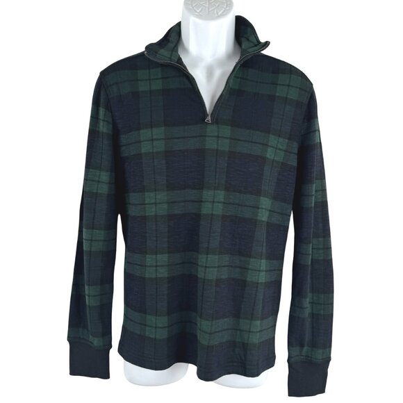 J. Crew Double Knit Half Zip Pullover Men Small In Print Green Plaid NWT TP-3501 - Picture 3 of 11